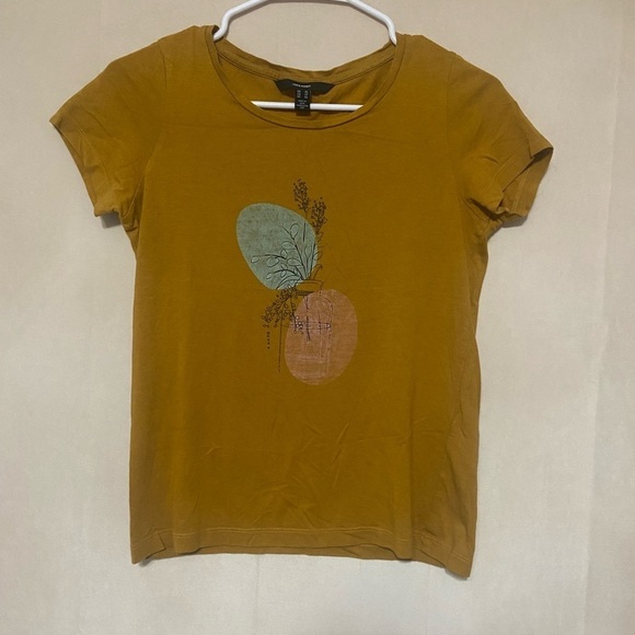 Vero Moda women's XS mustard yellow baby graphic tee cotton/modal blend EUC - Picture 2 of 7